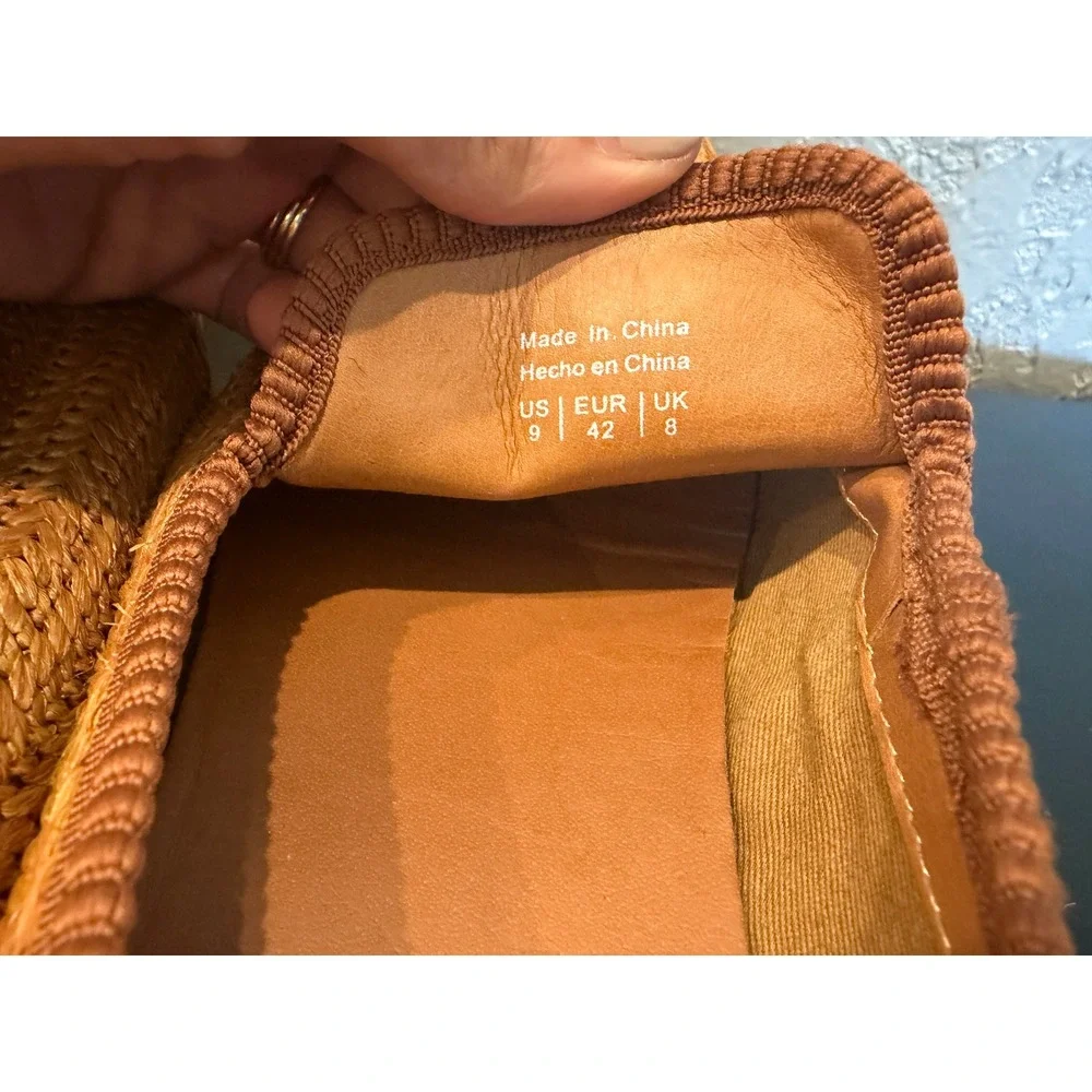 Aldo Mens Woven Raffia Style Loafers Tan Chevron Slip On Shoes Size 9 EUR 42